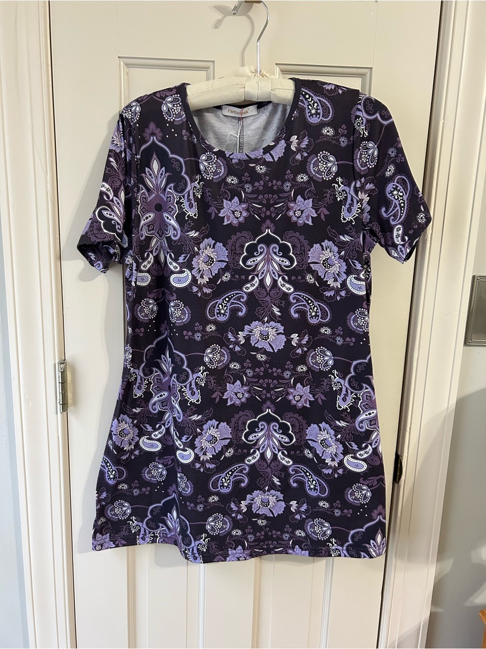 Purple Paisley Short-Sleeve Tunic Tee